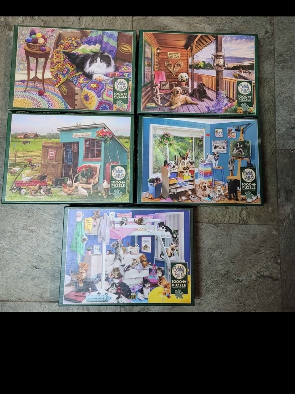 LIKE NEW!! Lof Of 5 Cobble Hill Pets 1000+ Piece Puzzles